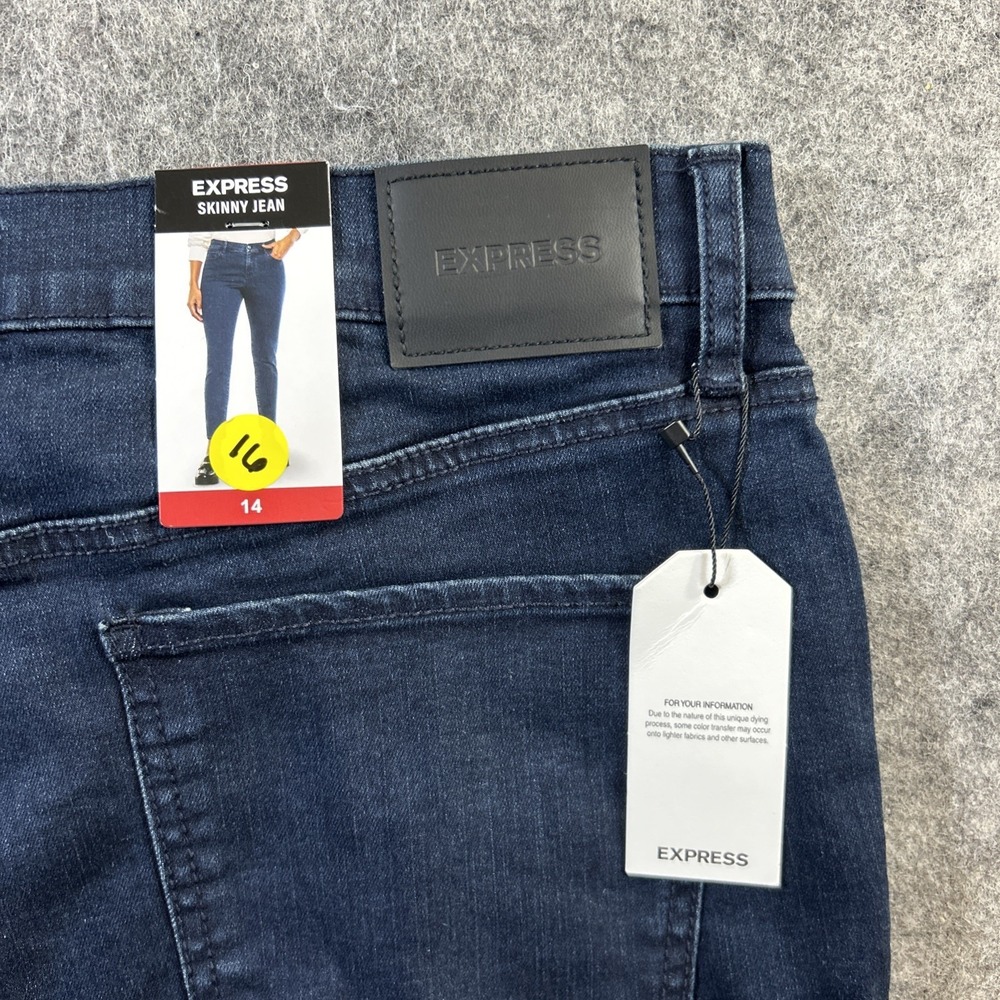 New Express Skinny Jeans Women's Size 14 Denim Dark Wash - Picture 11 of 12